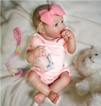 Bebê Reborn - Menina Rosa - 48cm - Olhos Azuis